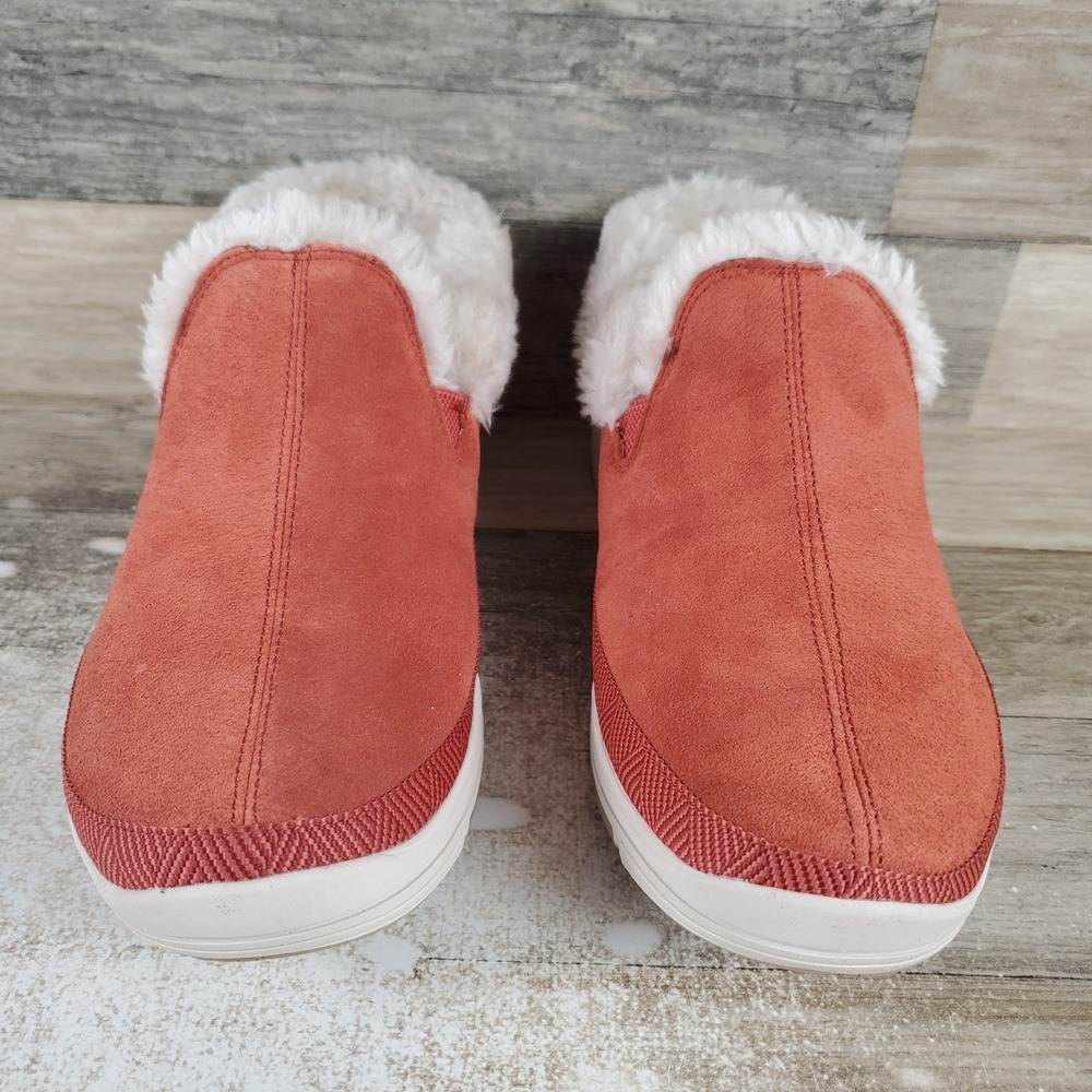 Ryka Adventure Womens Shoes Sz 9.5 W Adobe Red Water-Repellent Leather Fur Trim - Picture 2 of 10